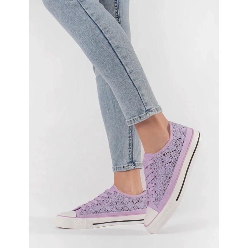Violet openwork tied sneakers 2