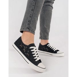 Black openwork tied sneakers 1 Black openwork tied sneakers 1