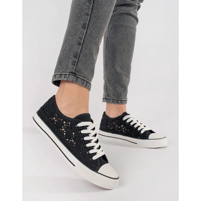 Black openwork tied sneakers 1 Black openwork tied sneakers 1