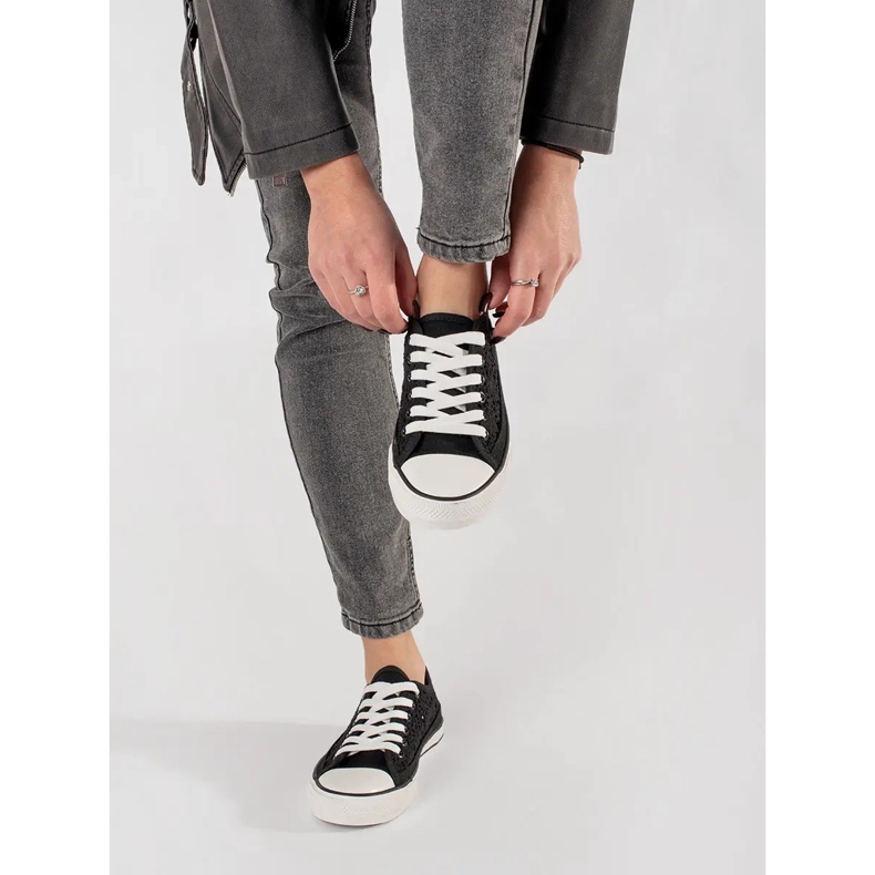 Black openwork tied sneakers 2 Black openwork tied sneakers 2