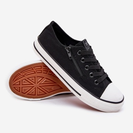 Black lace -up low sneakers 1