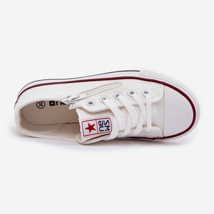 Children's low white lace -up sneakers 1