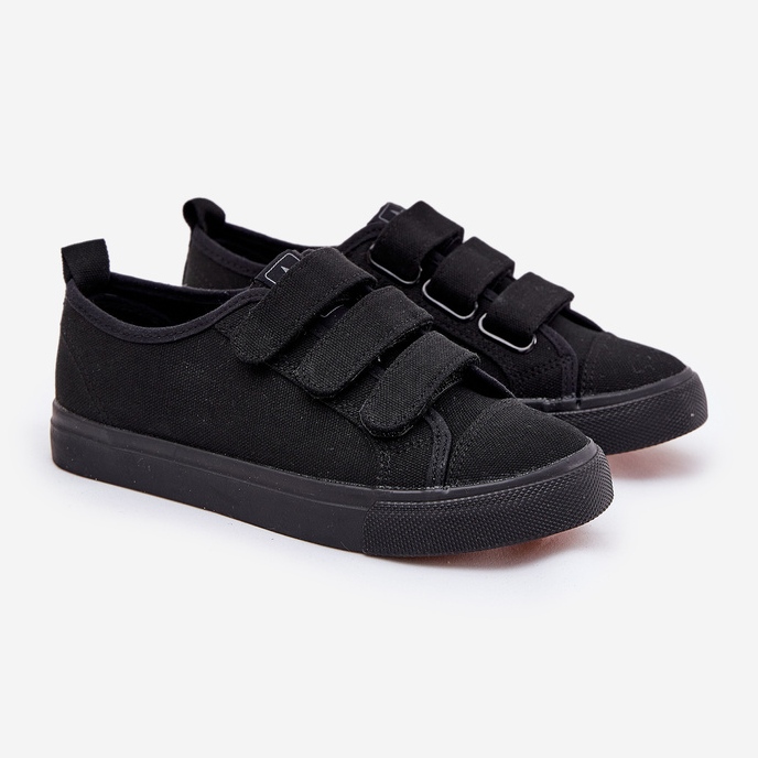 Youth low Velcro sneakers black 1