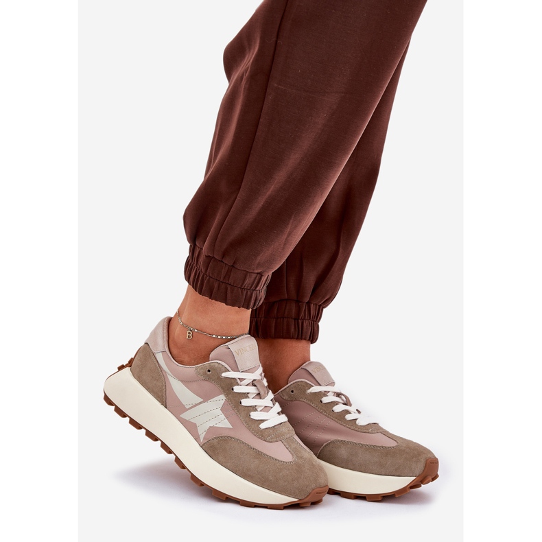 Women's suede sports shoes on the Vinceza 66720 beige 1