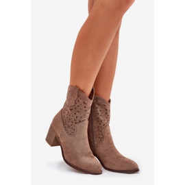 Openwork boots women's high heels s.barski HY51-125 brown 1 Openwork boots women's high heels s.barski HY51-125 brown 1