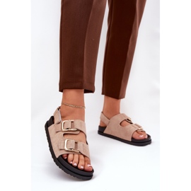Women's sandals with beige buckles 2