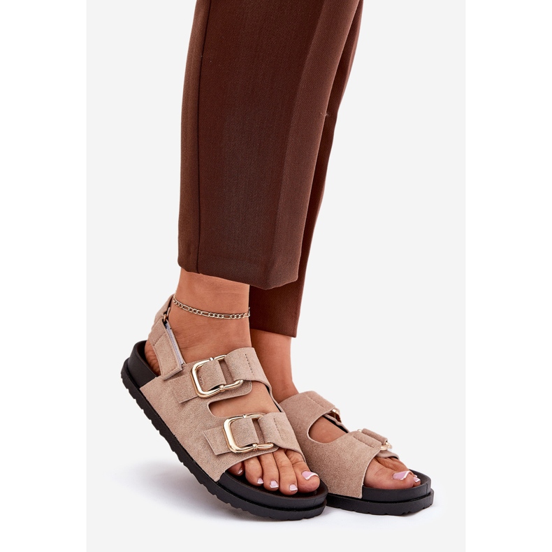 Women's sandals with beige buckles 1