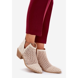 Openwork women's high heels with cutouts and bright beige braids 1