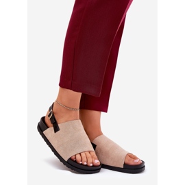 Women's sandals with eco suede on the platform beige 1