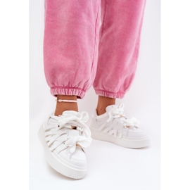 Eco leather sneakers on the white platform 2