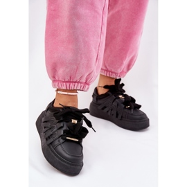 Eco leather sneakers on the black platform 1