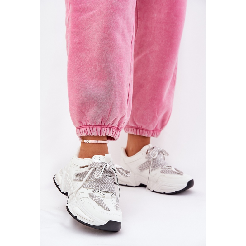 Sneakers women's sports shoes with double lacing white 2