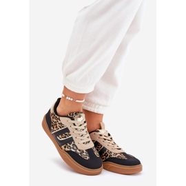 Women's sneakers with eco leather leopard print black 1