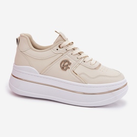Women's sports shoes on the platform beige 4