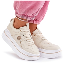 Women's sports shoes on the platform beige 8