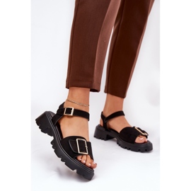 Eco suede women's sandals with black clamp 2