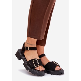 Eco suede women's sandals with black clamp 1