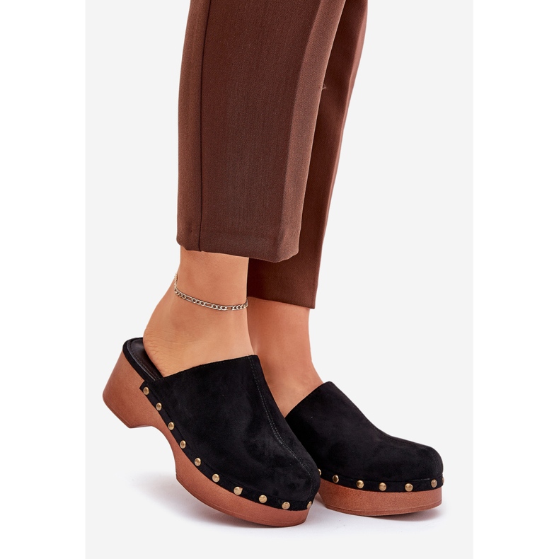 Women's clogs with eco suede blacks 1