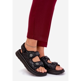 Women's sandals with decorative black Velcro details 1