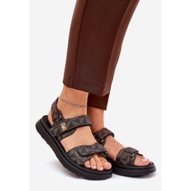 Women's material sandals on the platform black and brown 1