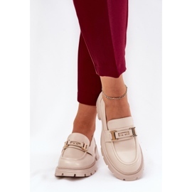 Women's loafers with eco leather beige 2