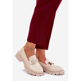 Women's loafers with eco leather beige 1