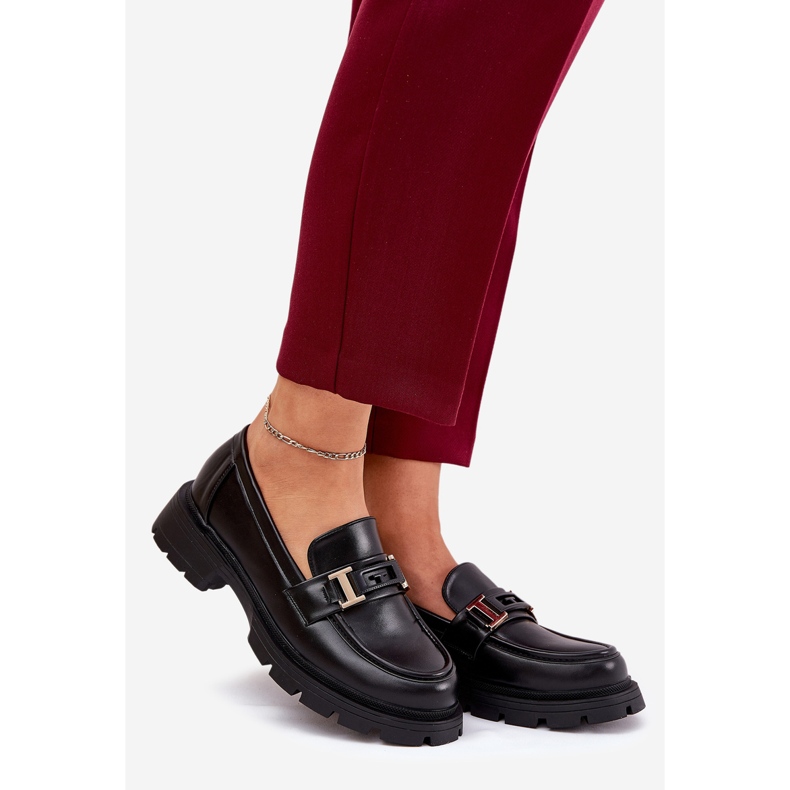 Women's moccasins with eco leather black 1