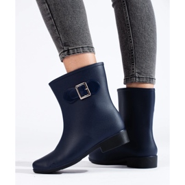 Navy blue rubber boots with a buckle 2