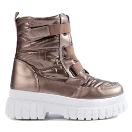 Women's Velcro Snow Boots Brown 1