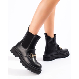 Black women's platform ankle boots 1