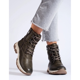 Women's lace-up boots with a decorative zipper brown 2