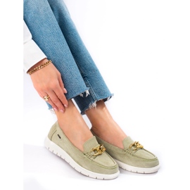 Comfortable women's moccasins on the Shelovet green platform 1