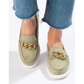 Comfortable women's moccasins on the Shelovet green platform 2
