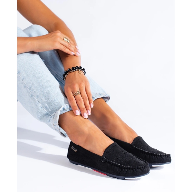 Women's black Shelovet openwork loafers 1