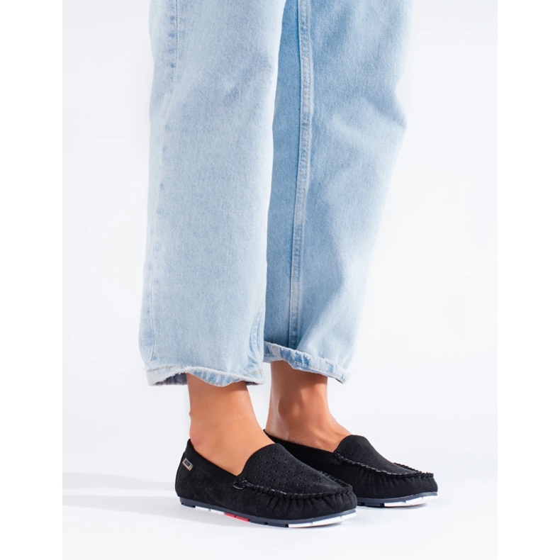 Women's black Shelovet openwork loafers 2