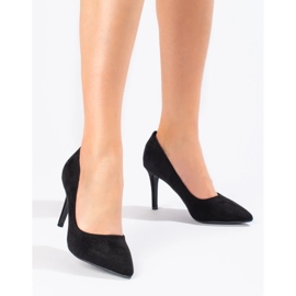 Shelovet women's black suede high heels 2
