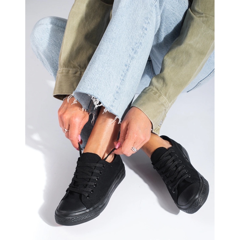 Shelovet black classic low top sneakers 1