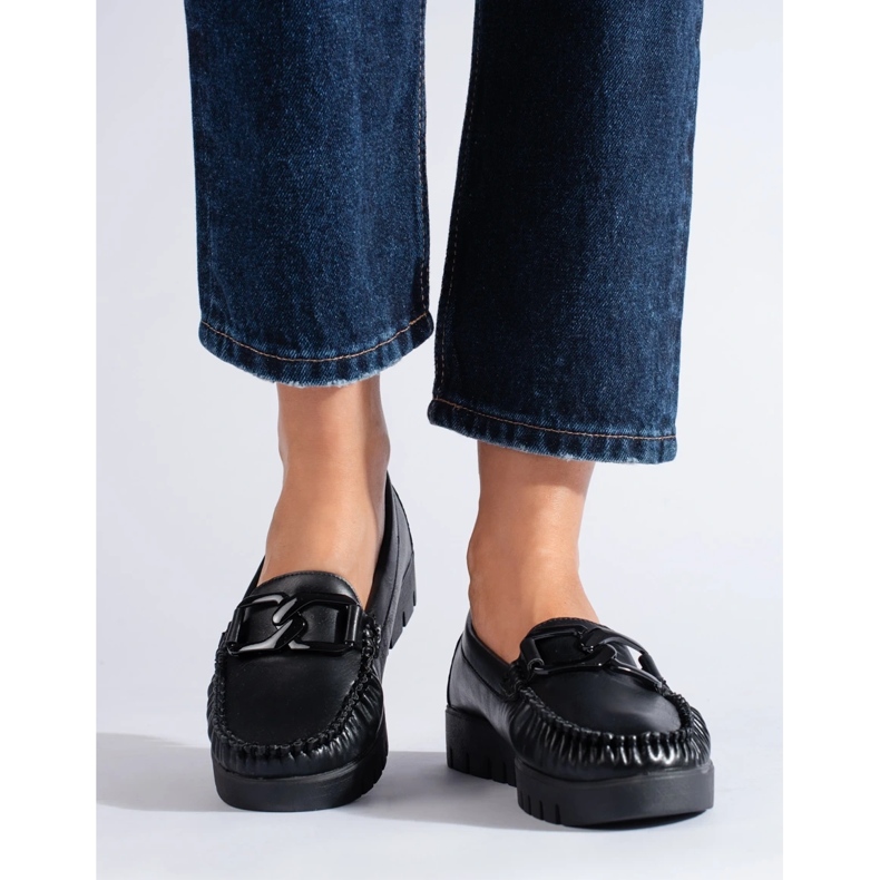 Goodin Black ecological leather moccasins 1