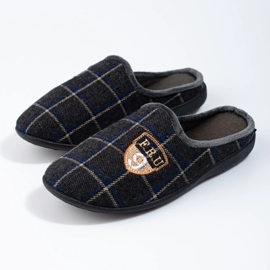 Shelovet men's gray checkered slippers grey 1