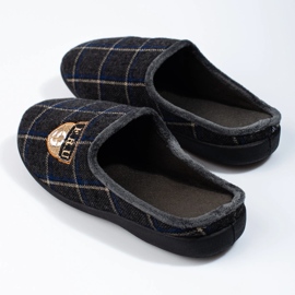 Shelovet men's gray checkered slippers grey 2