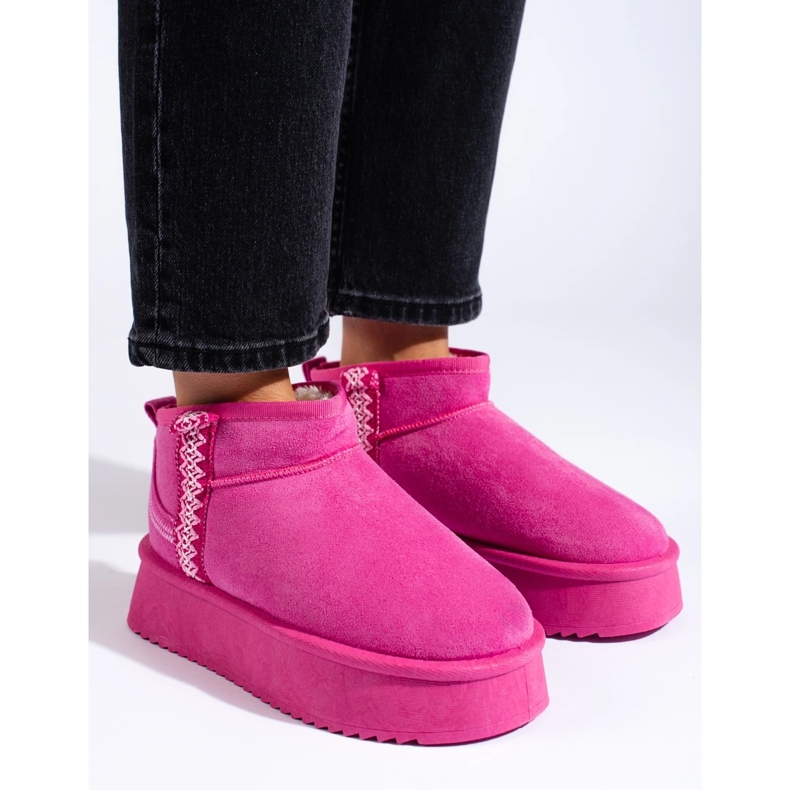Pink Shelovet suede platform snow boots 2