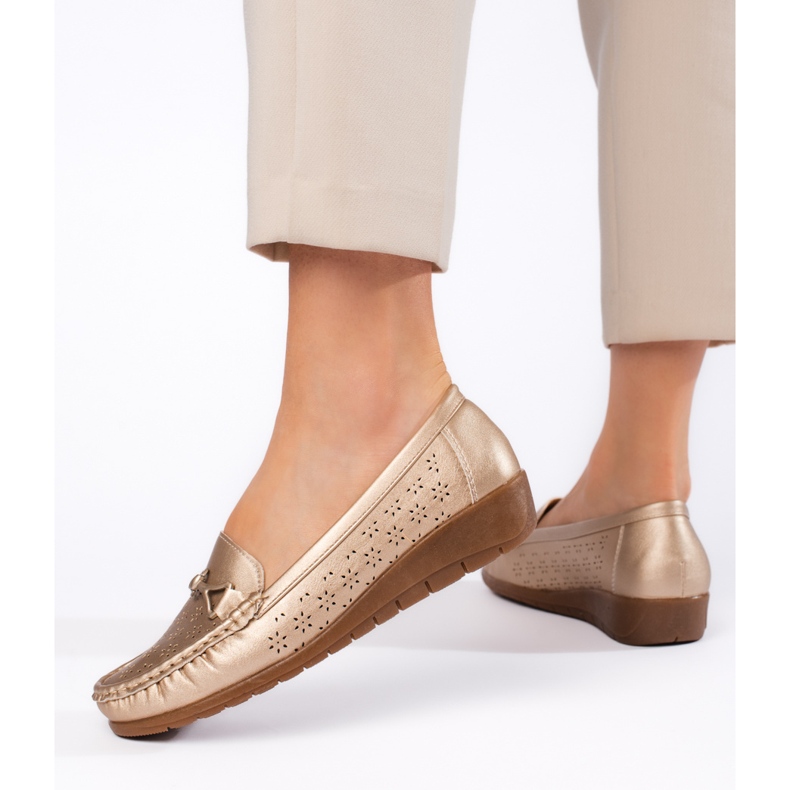 Women's gold moccasins golden 2