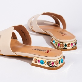 Beige women's flat slides 2 Beige women's flat slides 2