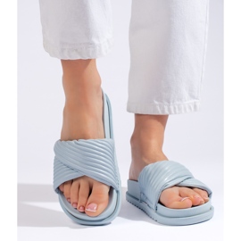 Blue women's flat flip-flops 2
