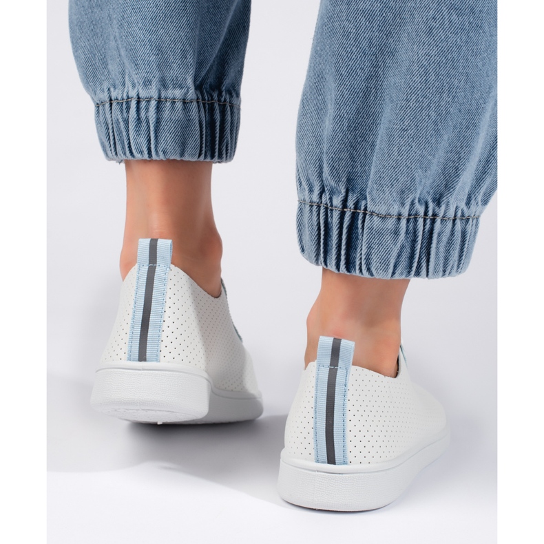 Women's openwork white sneakers 2