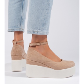 Beige wedge pumps 1