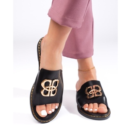 Black women's flip-flops with decoration 2