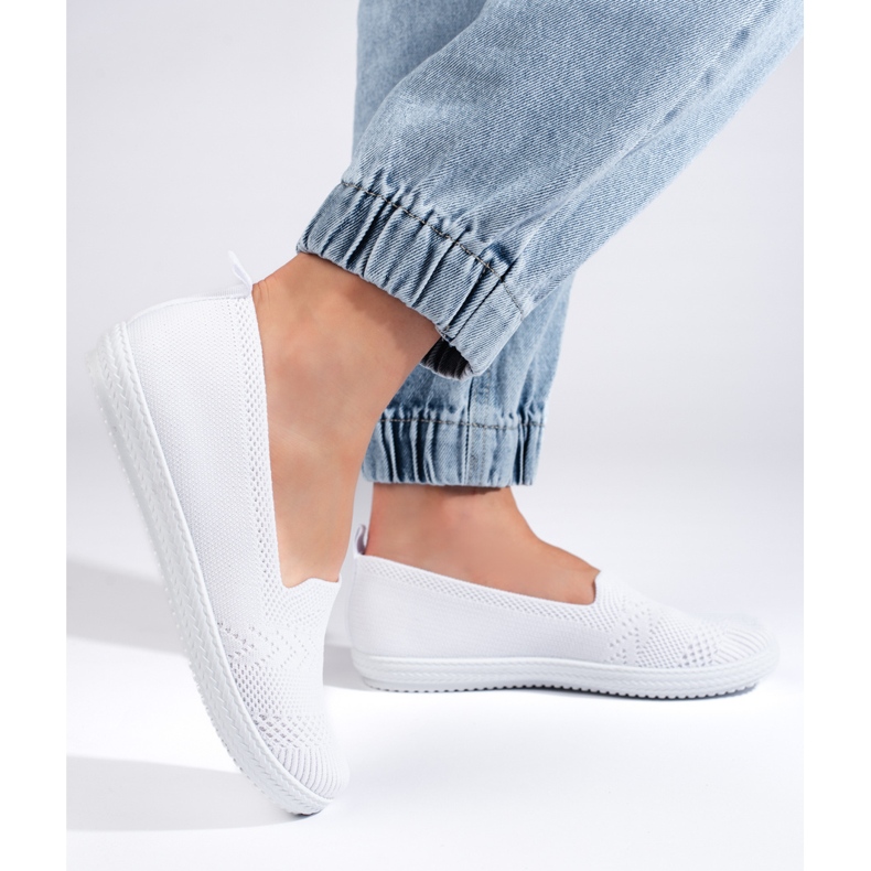 Women's white fabric slip-on 2