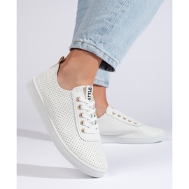 Women's openwork white sneakers 2
