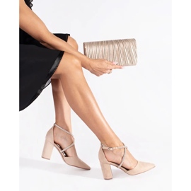 Suede beige pumps with sequins 1